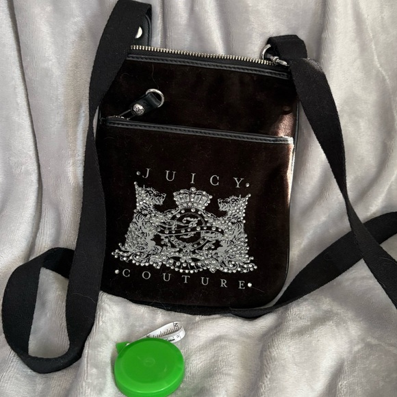 Juicy Couture Handbags - Juicy Couture Brown Velvet Crossbody Bag with Silver Crest